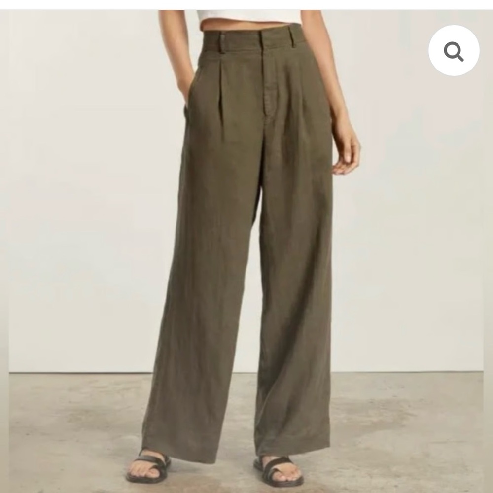 Everlane linen way-high drape pant in olive size 4